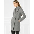 thumbnail image 4 of INSPIRE CHIC Women's Double Breasted Lapel Raglan Long Sleeve Mid Length Overcoat, 4 of 4
