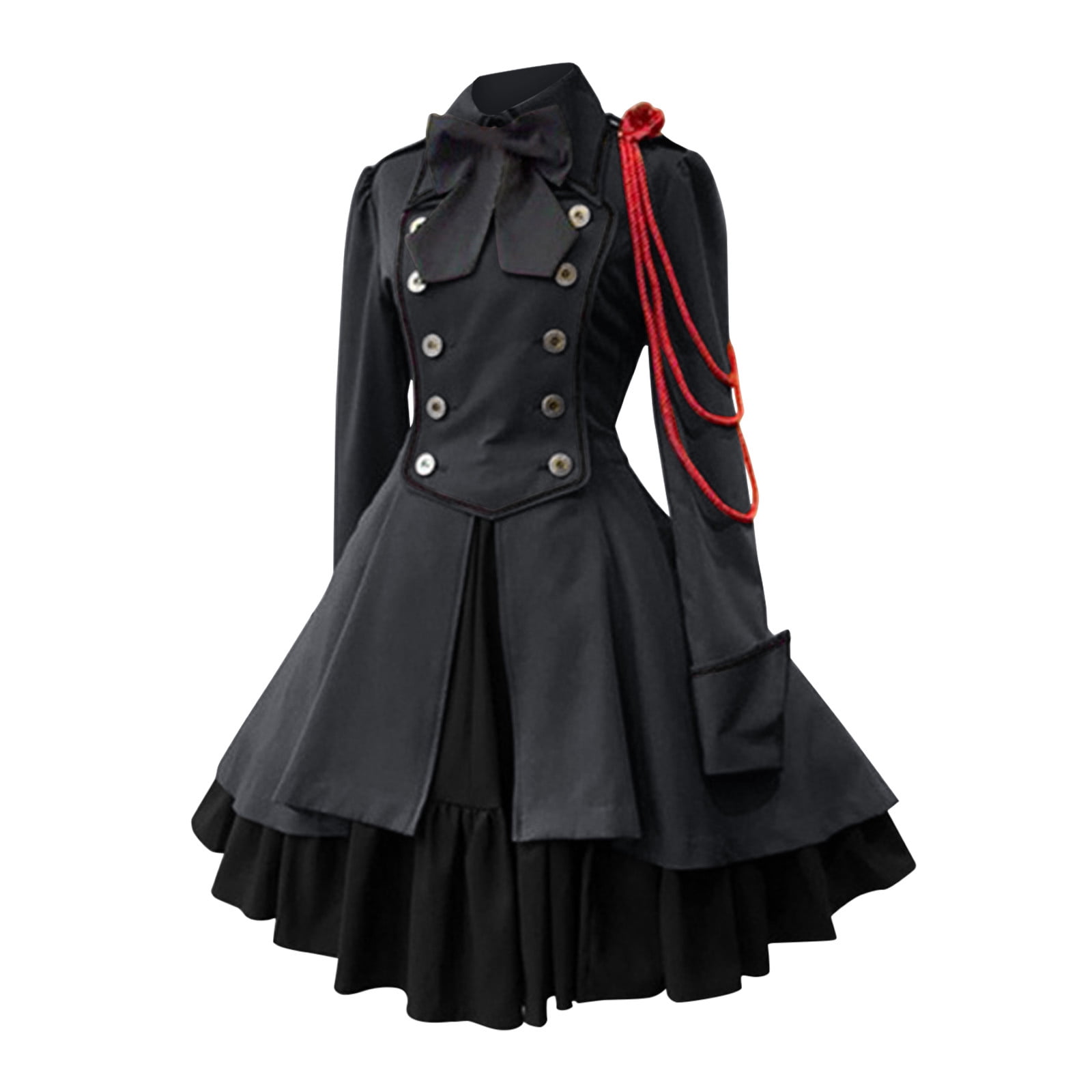 Kcodviy Robe pour Femme Style Rétro Robe Gothique Grande Taille Longue Couleur Unie Manches Trompette Vêtements Gothiques pour Femmes Grande Taille Longue Robe de Princesse
