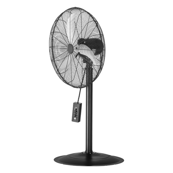 KFFKFF Industrial Pedestal Fan, 24 Inch 85-Degree Oscillating Fan, Height Adjustable Standing Fans with 3 Adjustable Speeds,Black