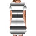 thumbnail image 3 of FcBaudy Robe à Manches Courtes à Col Rond Longueur Genou, Robes d'Été pour Femmes Robe T-Shirt d'Été Décontractée pour Femmes Tunique Ample à Manches Courtes avec Poches pour Femme Jupe Imitation Coton, 3 of 5