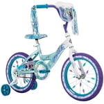 Huffy 16-inch Disney Frozen Bike for Girls with Training Wheels, Sparkly White/Crystal Blue