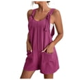 thumbnail image 2 of Soki Women's Summer Jumpsuit Shorts Casual Solid Color Pocket Suspender Shorts, 2 of 6