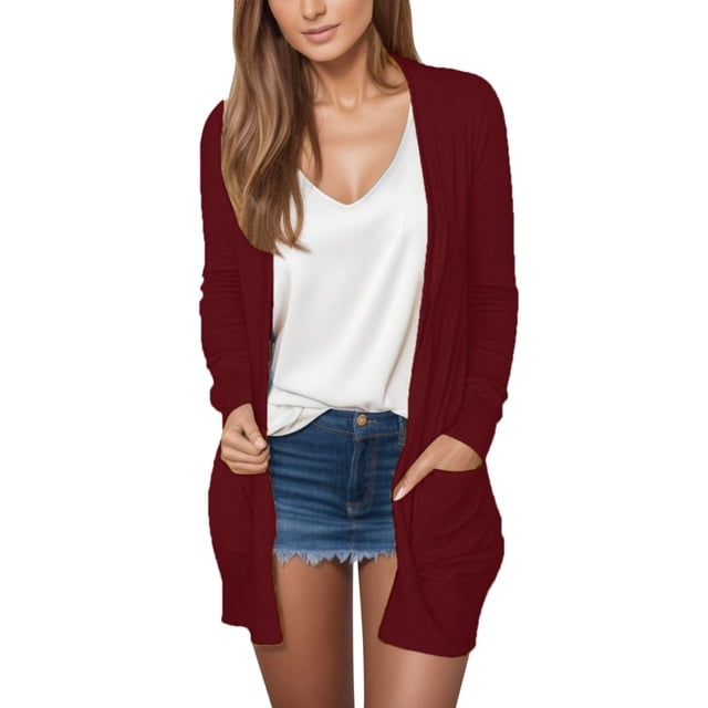 Kcodviy Chandails Légers à devant Ouvert pour Femmes, Cardigans pour Femmes, Cardigan d'Été et d'Automne, Hauts de Survêtement, Couvre-Maillots Fins, Cardigan Transparent pour Femmes, Chandail à Manches Longues, Manteaux Décontractés, Hauts