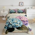 thumbnail image 2 of Ensemble de Douillette Papillon Coloré Bleu Violet Hortensia Literie Très Grand pour Filles Garçons Enfants Rustique Ferme Floral Literie Ensembles de Douillette Imprimé Papillon de Rêve Couette Insert Style Romantique Courtepointe, 2 of 7