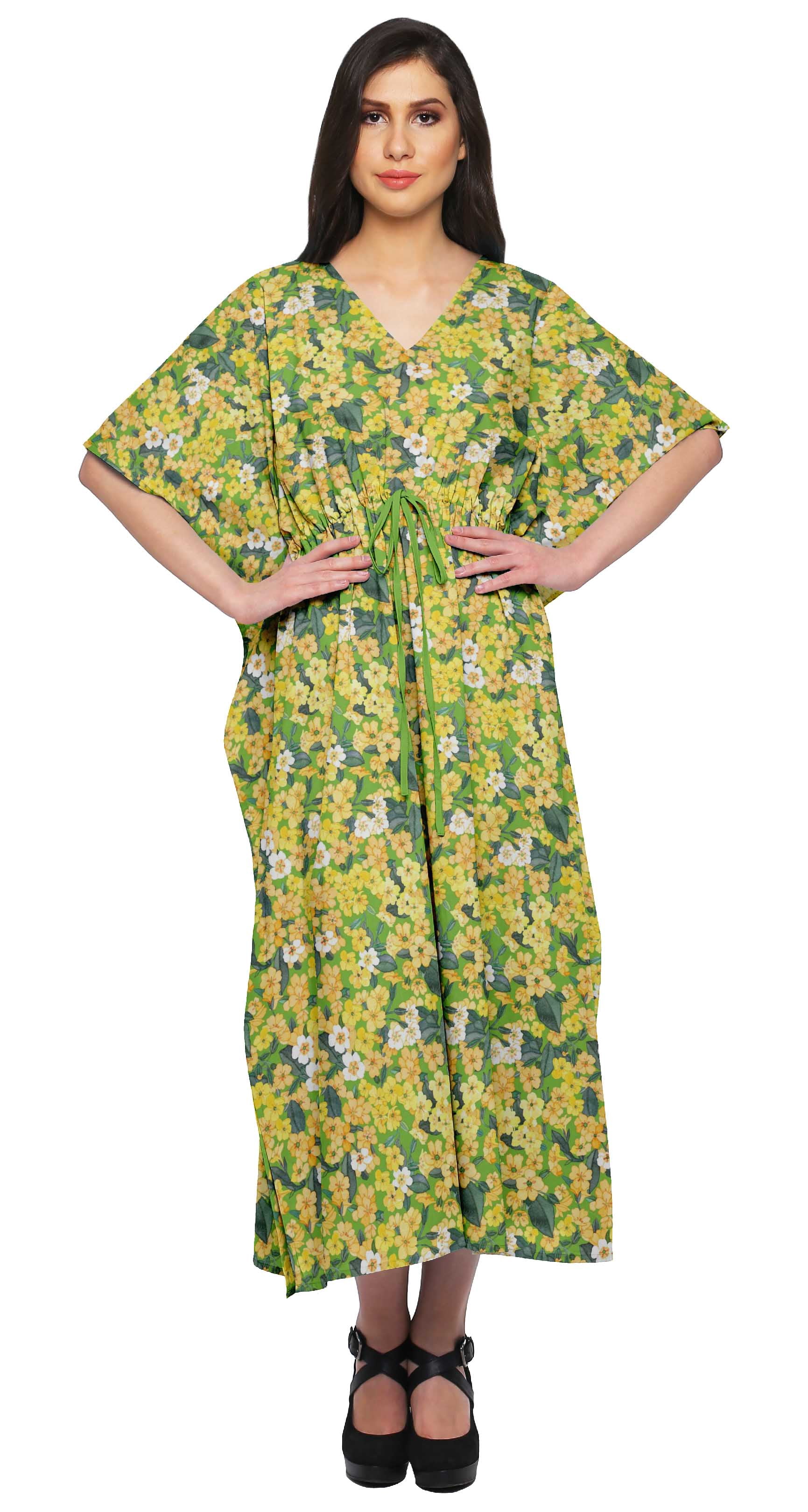 Moomaya Caftan pour Femmes Grande Taille Tenue d'Été Sortie de Plage Kimono Robe Caftan - L-XL