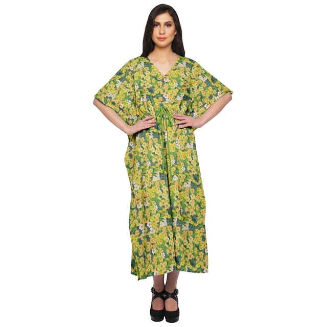 Moomaya Caftan pour Femmes Grande Taille Tenue d'Été Sortie de Plage Kimono Robe Caftan - L-XL