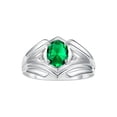 thumbnail image 1 of RYLOS Men's Rings 14K White Gold Rings Classic Designer Style 9X7MM Oval Gemstone & Diamond Ring Emerald May Birthstone Rings For Men Size 11, 1 of 7
