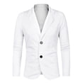 thumbnail image 2 of INSPIRE CHIC Men's Coat Notched Lapel Long Sleeve Knit Blazer with Pockets White 46, 2 of 4
