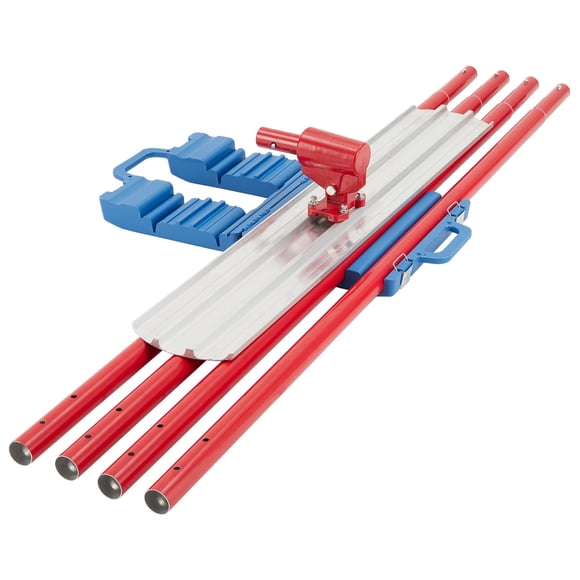 Towallmark Flotteur Taureau en Magnésium pour Béton, Outil de Flottaison pour Béton à Extrémité Ronde 48 x 8 Pouces, Outil pour Ciment, Trousse de Béton Flotteur Taureau avec 4 Poignées de Flottaison Support Outils pour Béton Finition (Rouge)