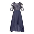 thumbnail image 1 of EGNMCR Robes d'Invitée de Mariage pour Femmes Unies à Manches Mi-Longues, Col Rond, Dentelle, Mousseline, Maille, Taille, Robe Midi de Fête, 1 of 4
