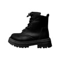thumbnail image 1 of Bottes d'Hiver pour Femmes Doublées de Velours, Tige Courte, Unies, Bout Rond, Fermeture Éclair Latérale, à Lacets, Talon Épais, 1 of 9