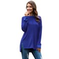 thumbnail image 3 of Innerwin Tee Col Rond T-shirt Femme Quotidien Couleur Unie T-shirt Ample Bleu P, 3 of 4