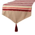 thumbnail image 1 of The HomeCentric Chemin de Table Décoratif Rouge 4 Places (14 x 60 Pouces), Pompons, Chemin de Table Perlé et Appliqué, Linge de Table en Tissu de Lin, Motif Chevron Style Moderne - Bar à Chevron, 1 of 9