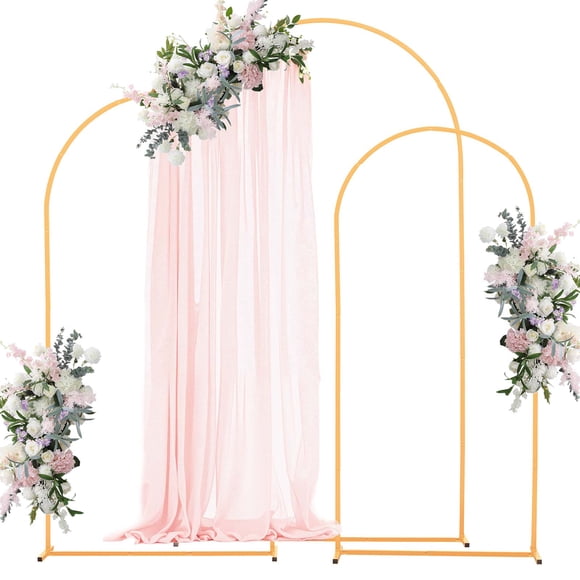 VEVOR Arch Backdrop Stand, Set of 3, 7.2/6.6/6 ft, Stable Structure, Easy Assembly, Gold Metal Arch Backdrop Stand for Wedding, Birthday Party, Graduation, Holiday Celebration, and Ceremony Decoration