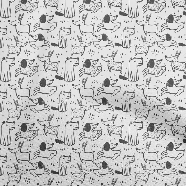oneOone Polyester Lycra White Fabric Dog Sewing Craft Projects Fabric Prints By Yard 56 Inch Wide