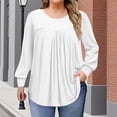 thumbnail image 2 of Yuyuzo Chemises à Manches Longues pour Femmes Col Rond Décontracté Tunique Couleur Unie Hauts Amples Confortables, 2 of 7