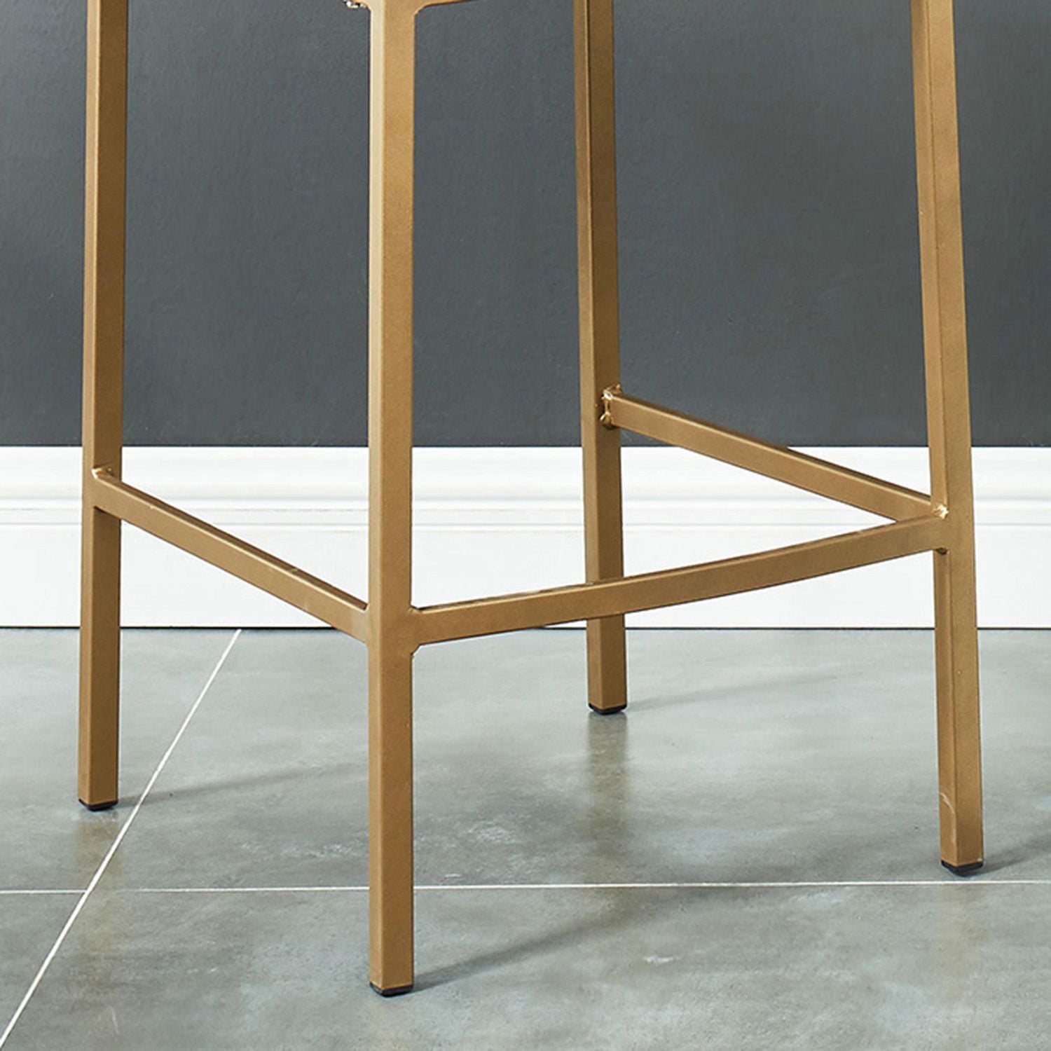 Contemporaine Velours et Métal Tabouret de Comptoir, 26 Po, Jeu de 2 - Beige et Or Vieilli