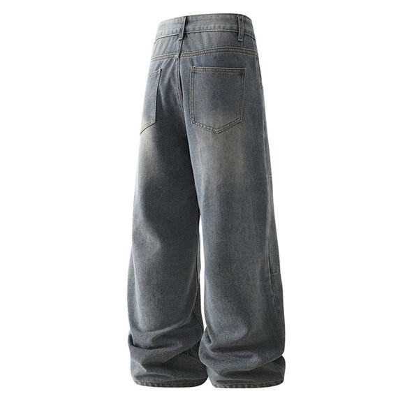 QHFBli Mens Slim Fit Stretch Denim Jeans - Dark Wash 2024 Mens Jeans Stylish Comfortable Straight Leg Denim Trousers for Everyday Casual Wear with Blue XL