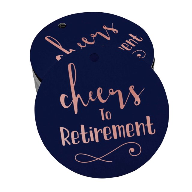 Inkdotpot Étiquettes Suspendues en Papier Doré Rose Cheers To Retirement 50 Pcs
