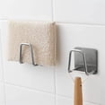 thumbnail image 3 of Product Category Hooks Product Title Pack of 2 Stainless Steel Self-Adhering Sponge Holder for Kitchen Basin - Durable Hanging Rack for Sponges Towels Pot Lids and Drain Plugs 2PCS, 3 of 7
