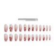 thumbnail image 1 of 1 Set Nail Artificial Tips Reusable Easy Removal Shiny Rhinestone Gradient Long Nail Decoration Pink Purple  Harm Glue False Nails Beauty Supply, 1 of 1