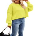 thumbnail image 2 of Pull Tricoté pour Femmes Manches Longues Col Rond Uni Ample Pull Chaud, 2 of 3