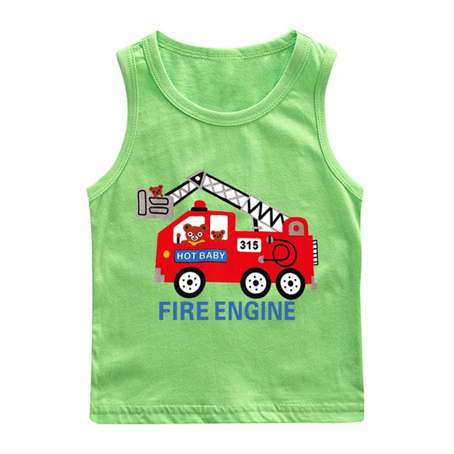 RXIRUCGD 2025 Vêtements d'Été pour Enfants Chemise de Base à Col Rond Sans Manches pour Garçons