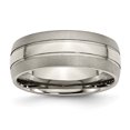 thumbnail image 1 of Titanium Grooved 8mm Brushed and Polished Band Ring 14 Size, 1 of 6