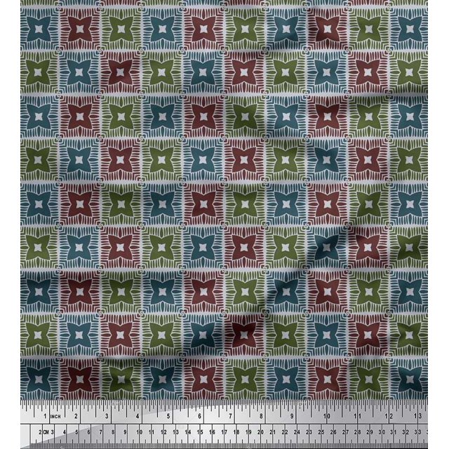 Soimoi Rayon Fabric Flower Artistic Print Fabric by Yard 56 Inch Wide