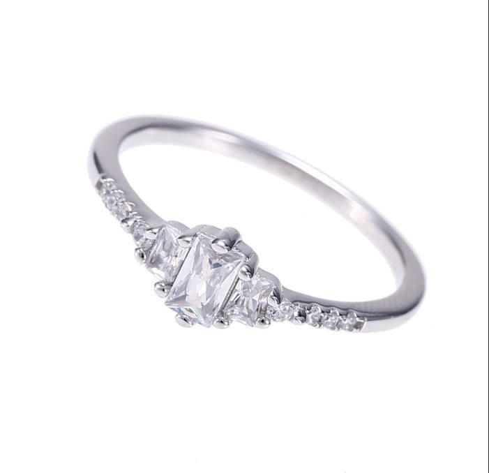 Luxury Designs Sterling Silver 3 Emerald Cut Cubic Zirconia ring