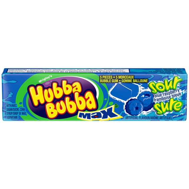 HUBBA BUBBA, Blue Raspberry Flavoured Bubble Gum, 5 Pieces, 1 Pack