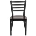 thumbnail image 3 of HERCULES Series Black Ladder Back Metal Restaurant Chair - Walnut Wood Seat, 3 of 9