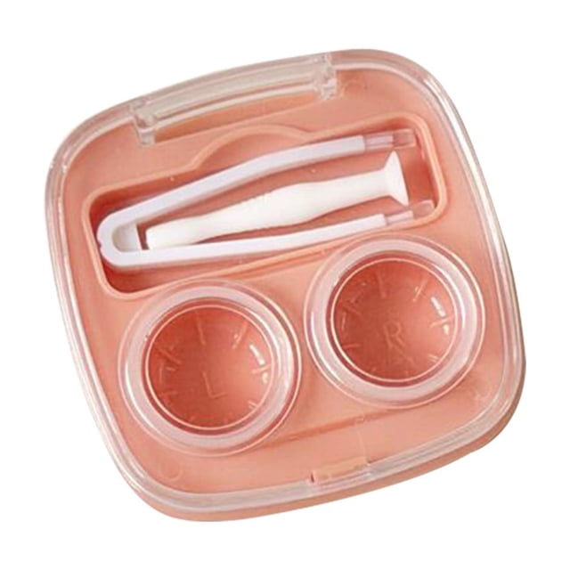 Étui de Rangement Portable Compact pour Lentilles de Contact Orange avec Support d'Accessoires Intégré pour Usage Quotidien et Organisation de Voyage