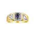 thumbnail image 1 of RYLOS Men's Rings Yellow Gold Plated Silver Classic 7X5MM Oval Gemstone & Diamond Ring Alexandrite June Birthstone Rings For Men Size 13, 1 of 7