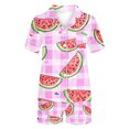 thumbnail image 3 of Jamicy Pyjama Mignon pour Femmes Mode Décontractée Imprimé Haut à Manches Courtes à Col à Revers avec Short Ample Confortable Ensemble de Pyjama pour la Maison, 3 of 4