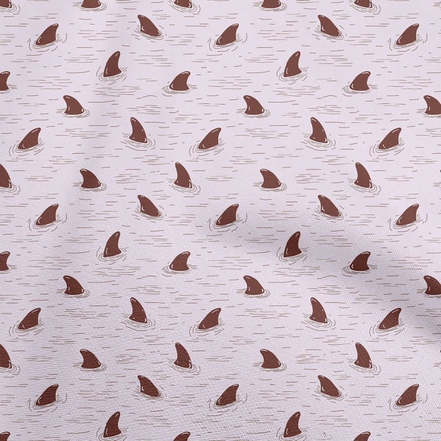 oneOone Polyester Spandex Rose Pink Fabric Ocean Shark Swimming Craft Projects Decor Fabric Printed By The Yard 56 Inch Wide