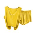 thumbnail image 1 of Chbgutlmr 2 Piece Womens Pajama Sets Summer V Neck Sleeveless Tops Ruffle Elastic Waisted Shorts Lounge Outfits, 1 of 3