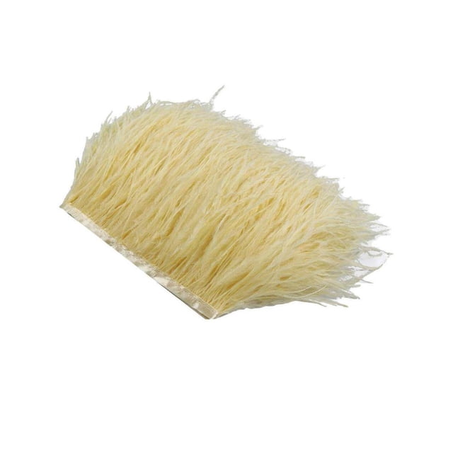 JUNWELL 1 Yard Dyed Ostrich Feather Fringe Trim Ribbon Embellishment Cream