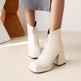 thumbnail image 4 of Women's Winter Thick High Heel Raised Front Zipper Warm Ankle Boot, 4 of 9