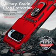 thumbnail image 4 of KOMI Designed for Google Pixel 9, Military-Grade Drop-Proof Case with Sliding Camera Cover and Ring Kickstand, Heavy Duty Shockproof Full Body Protective Phone Case, Red, 4 of 5