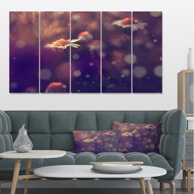 Cute Vintage Flower With Bokeh - Large Floral Canvas Art Print