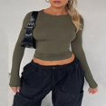 thumbnail image 3 of Casual Shirts for Women  Long Sleeve  Solid Color  Crew Neck, 3 of 7