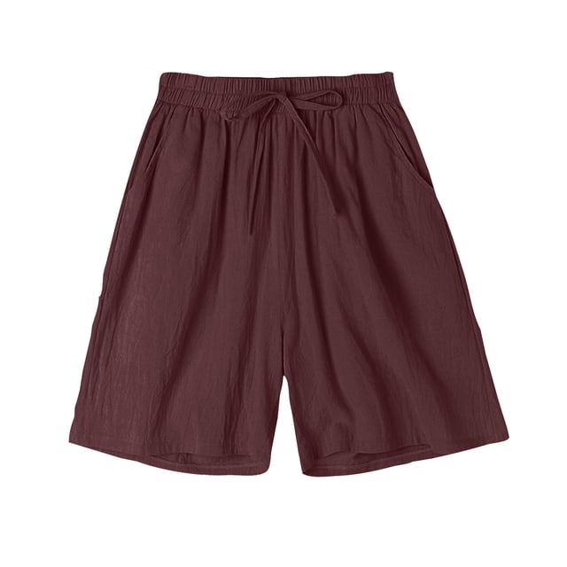 Tranfacy Shorts pour Femmes, Shorts d'Été pour Femmes, Pantalon Court en Imitation Imprimée et Lin pour Femmes