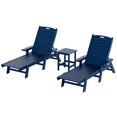 thumbnail image 1 of Costaelm Bayport Outdoor 3PC HDPE Plastic Reclining Chaise Lounge/Table Set with Side Table, Navy Blue, 1 of 6