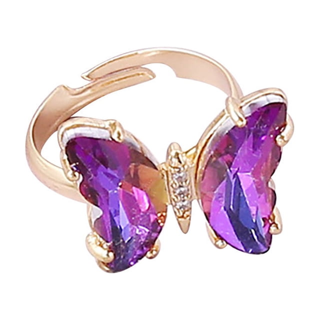 PVCS Bague Réglable pour Femmes, Mode, Créative, Dégradé, Papillon, avec Ouverture