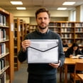 thumbnail image 4 of 2PCS Documents Holder Envelope Folder, File Storage Bag with Button Transparent Plastic, Certificate File Holder Document Folder, White, 4 of 5