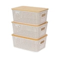 thumbnail image 2 of DOLITY 3x Storage Bins with Bamboo Lids Storage Basket for Tabletop Kitchen Cabinet White, 2 of 8