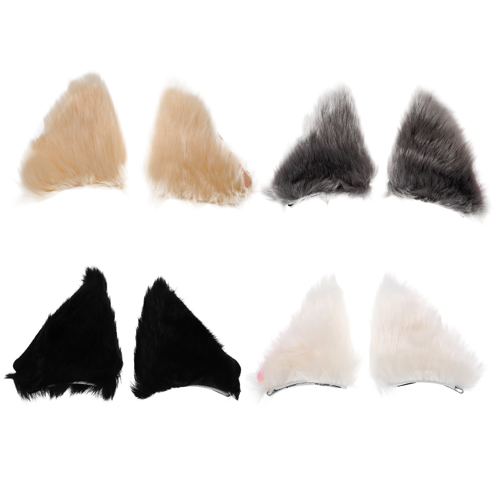 4 Pairs Cosplay Cat Ear Hair Pin Cartoon Plush Cat Ear Hair Clip Hair Accessory