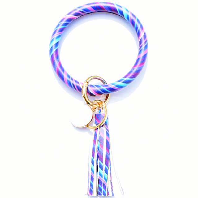 RKSTN Keychain Fashion Trend Large Leather Bracelet Tassel Round Keychain Ring Jewelry Wristban Keychain