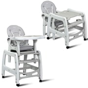 Costway 3 in 1 Baby High Chair w/ Adjustable Seat Back and Removable Trays Grey